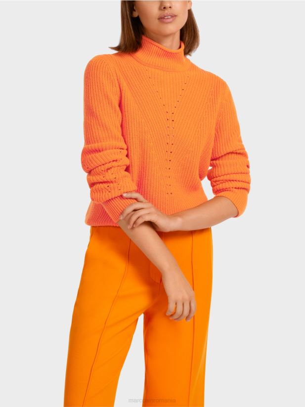 pulover de lana \"tricotat in germania\" Marc Cain portocaliu limpede îmbrăcăminte 4826HH1211