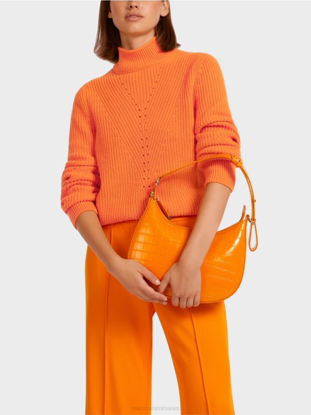 pulover de lana \"tricotat in germania\" Marc Cain portocaliu limpede îmbrăcăminte 4826HH1211