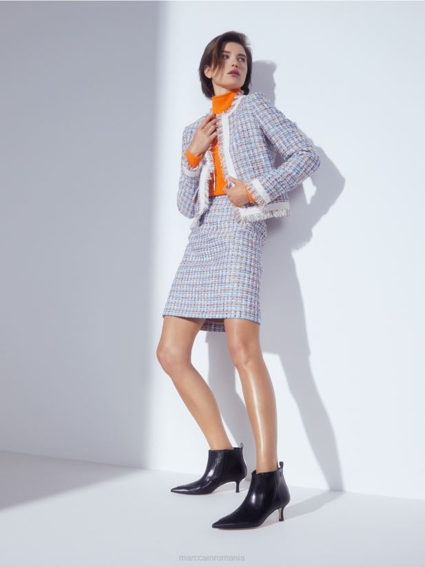 pulover de lana \"tricotat in germania\" Marc Cain portocaliu limpede îmbrăcăminte 4826HH1211