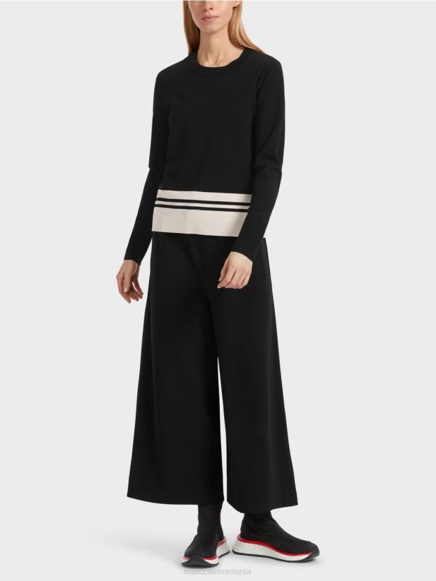 pulover din lână „regândiți împreună”. Marc Cain alb-negru îmbrăcăminte 4826HH1052