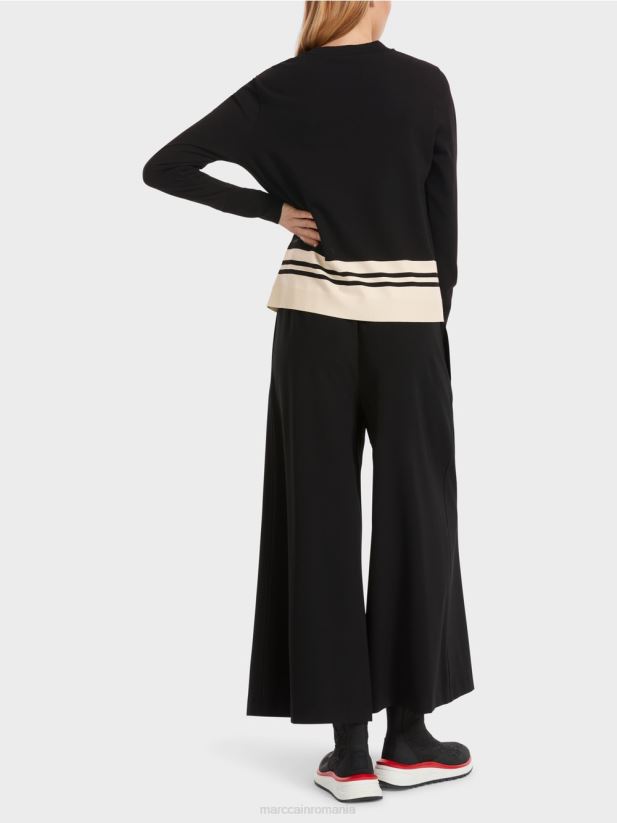 pulover din lână „regândiți împreună”. Marc Cain alb-negru îmbrăcăminte 4826HH1052