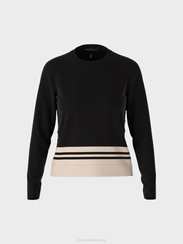 pulover din lână „regândiți împreună”. Marc Cain alb-negru îmbrăcăminte 4826HH1052