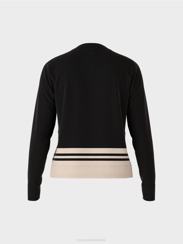 pulover din lână „regândiți împreună”. Marc Cain alb-negru îmbrăcăminte 4826HH1052