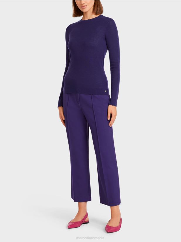 pulover din lana cu detalii model Marc Cain purpuriu regal îmbrăcăminte 4826HH1214