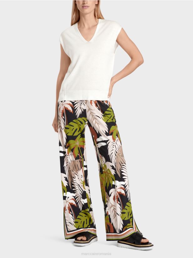 pulover din tricot fin fără mâneci Marc Cain aproape alb îmbrăcăminte 4826HH1142