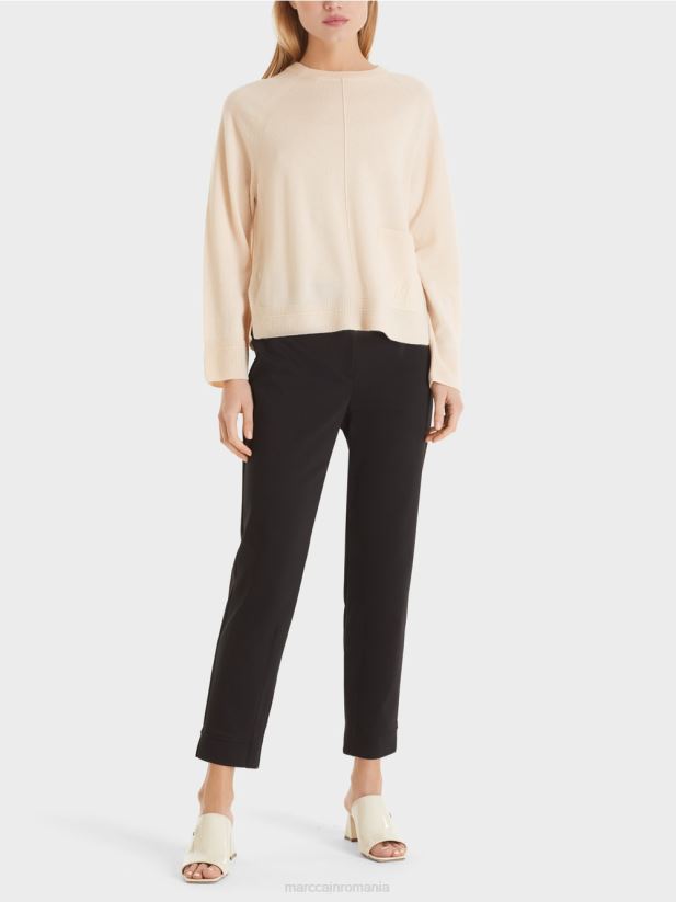 pulover elegant din lână și cașmir Marc Cain cremă îmbrăcăminte 4826HH1196