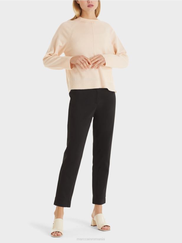 pulover elegant din lână și cașmir Marc Cain cremă îmbrăcăminte 4826HH1196