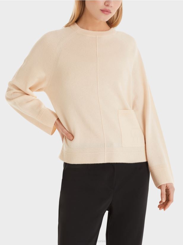 pulover elegant din lână și cașmir Marc Cain cremă îmbrăcăminte 4826HH1196