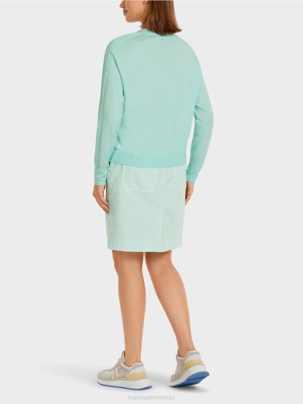 pulover elegant din tricot fin cu decolteu in V Marc Cain luminator moale îmbrăcăminte 4826HH1170