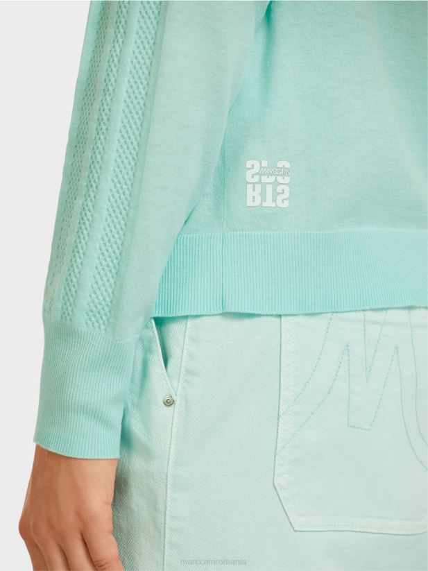 pulover elegant din tricot fin cu decolteu in V Marc Cain luminator moale îmbrăcăminte 4826HH1170