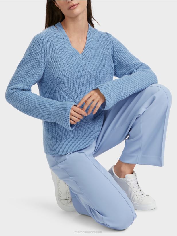 pulover elegant tricotat in germania Marc Cain cer întunecat de vară îmbrăcăminte 4826HH1085