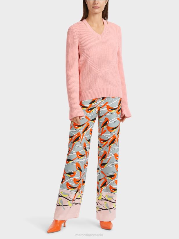 pulover elegant tricotat in germania Marc Cain roz pudra moale îmbrăcăminte 4826HH1117