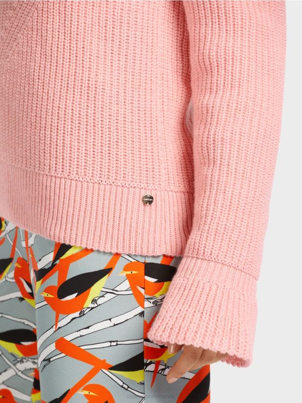 pulover elegant tricotat in germania Marc Cain roz pudra moale îmbrăcăminte 4826HH1117