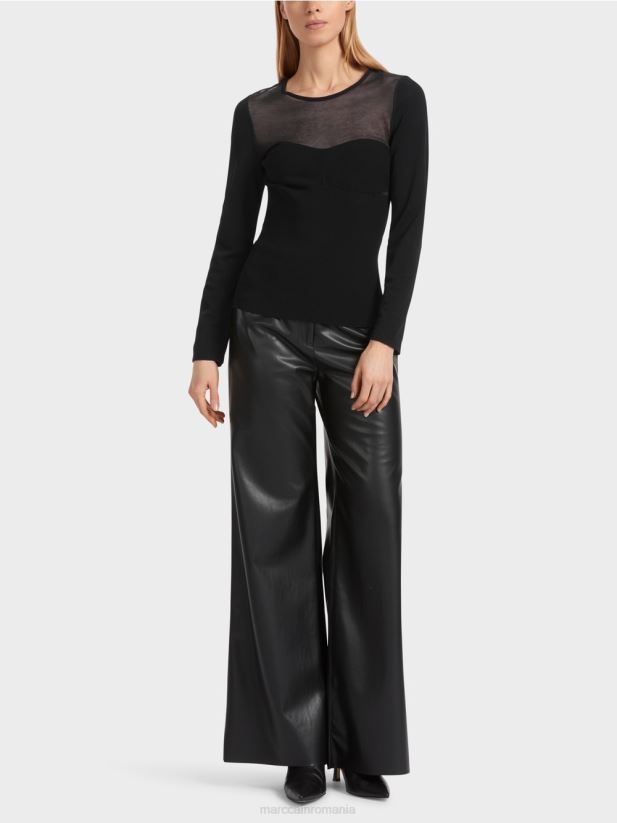 pulover extravagant „regândiți împreună”. Marc Cain negru îmbrăcăminte 4826HH1037