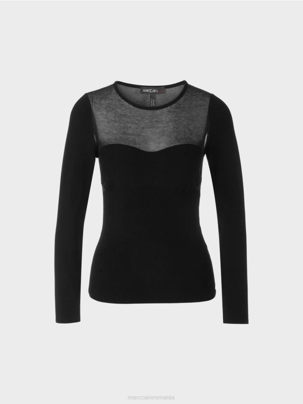 pulover extravagant „regândiți împreună”. Marc Cain negru îmbrăcăminte 4826HH1037