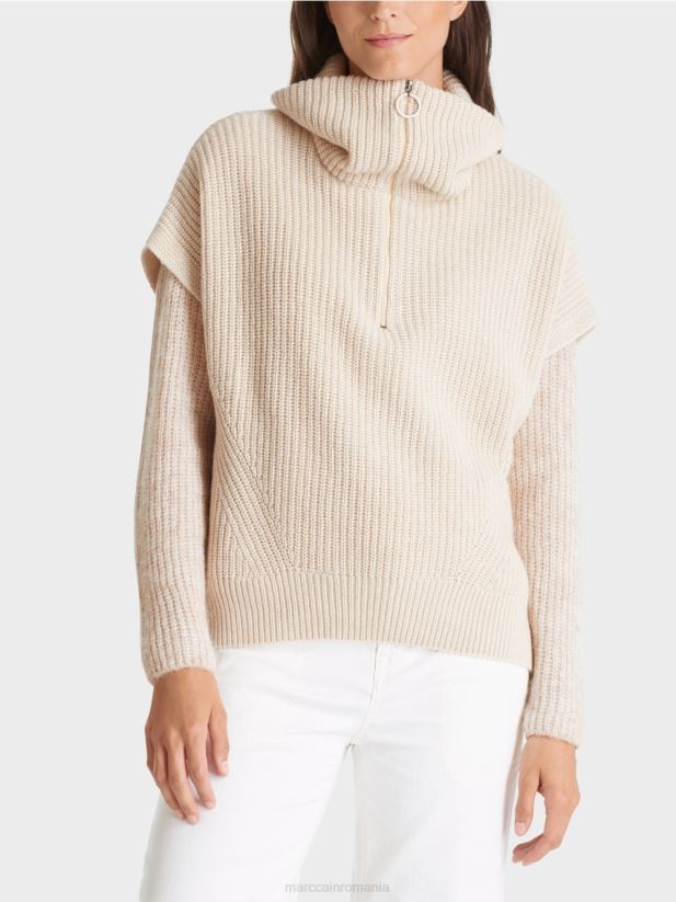 pulover fără mâneci tricotat în germania Marc Cain lapte de migdale îmbrăcăminte 4826HH1049