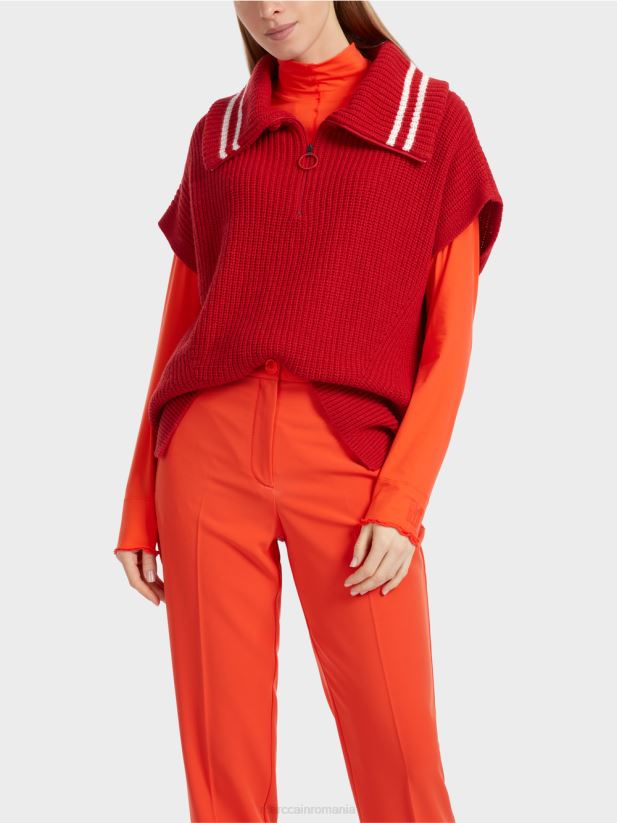 pulover fără mâneci tricotat în germania Marc Cain merișor îmbrăcăminte 4826HH1050