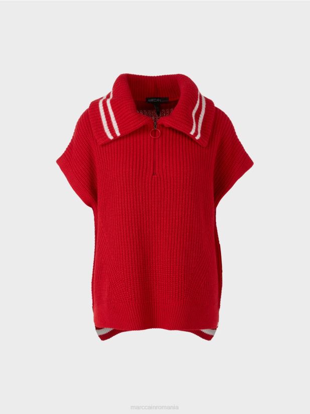 pulover fără mâneci tricotat în germania Marc Cain merișor îmbrăcăminte 4826HH1050