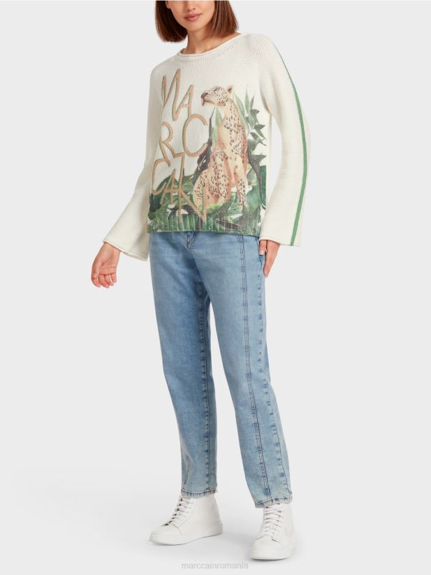 pulover leopard 100% fabricat in Germania Marc Cain mușchi verde îmbrăcăminte 4826HH1199