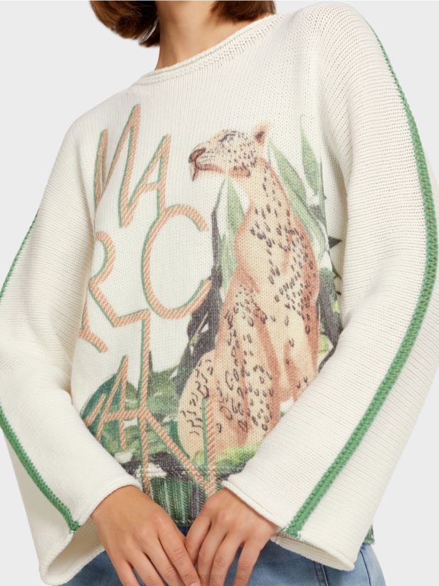 pulover leopard 100% fabricat in Germania Marc Cain mușchi verde îmbrăcăminte 4826HH1199