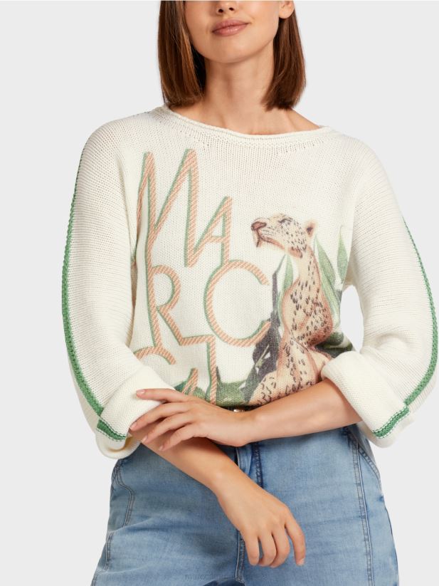 pulover leopard 100% fabricat in Germania Marc Cain mușchi verde îmbrăcăminte 4826HH1199
