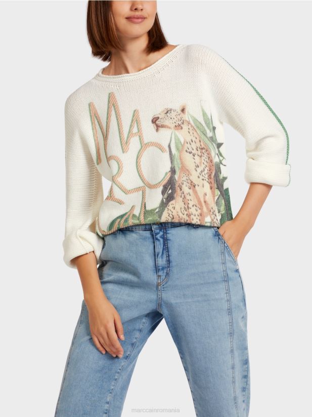 pulover leopard 100% fabricat in Germania Marc Cain mușchi verde îmbrăcăminte 4826HH1199