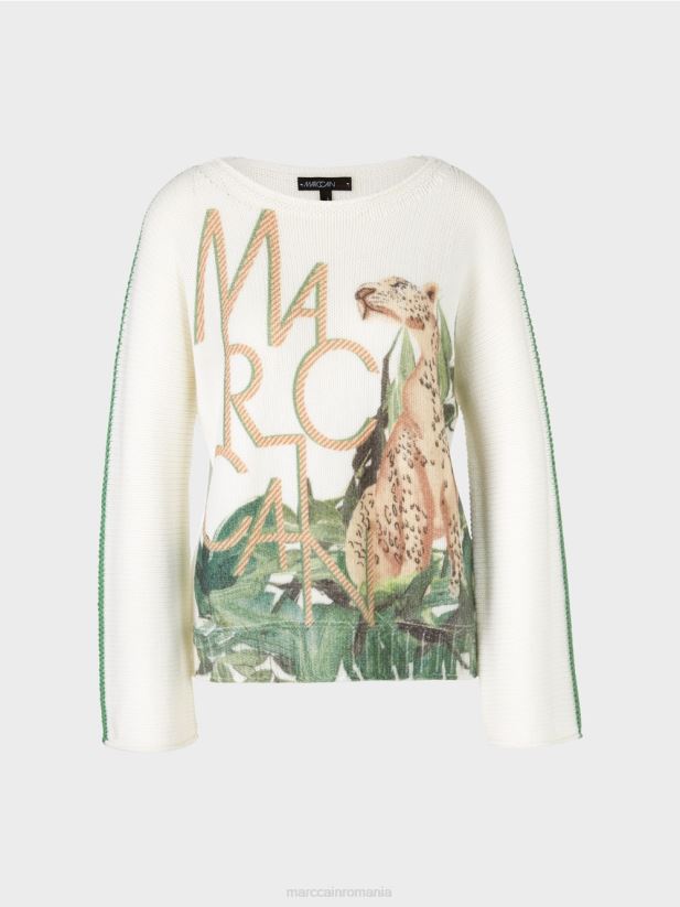 pulover leopard 100% fabricat in Germania Marc Cain mușchi verde îmbrăcăminte 4826HH1199