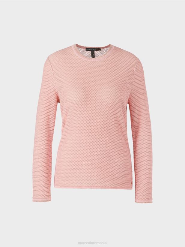 pulover lurex tricotat in germania Marc Cain roz pudra moale îmbrăcăminte 4826HH1118