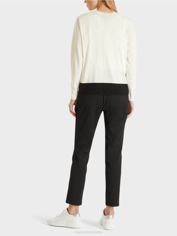 pulover într-un amestec de materiale luxos Marc Cain aproape alb îmbrăcăminte 4826HH1183