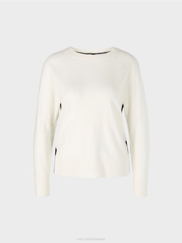 pulover într-un amestec de materiale luxos Marc Cain aproape alb îmbrăcăminte 4826HH1183