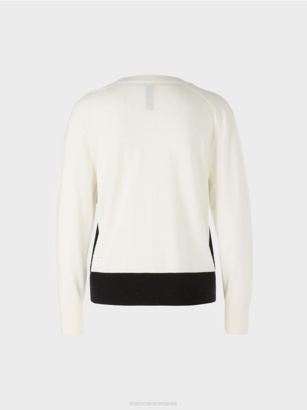 pulover într-un amestec de materiale luxos Marc Cain aproape alb îmbrăcăminte 4826HH1183