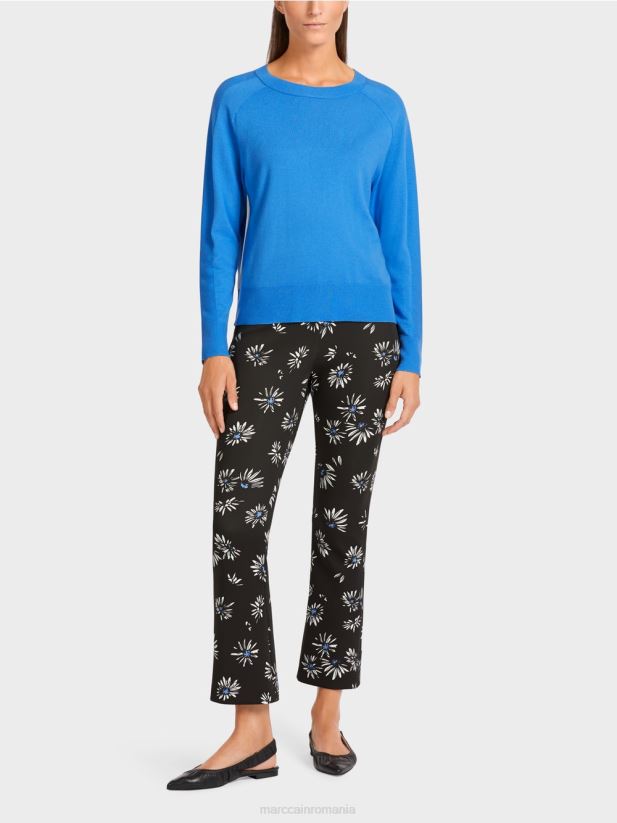 pulover într-un amestec de materiale luxos Marc Cain azur îmbrăcăminte 4826HH1185