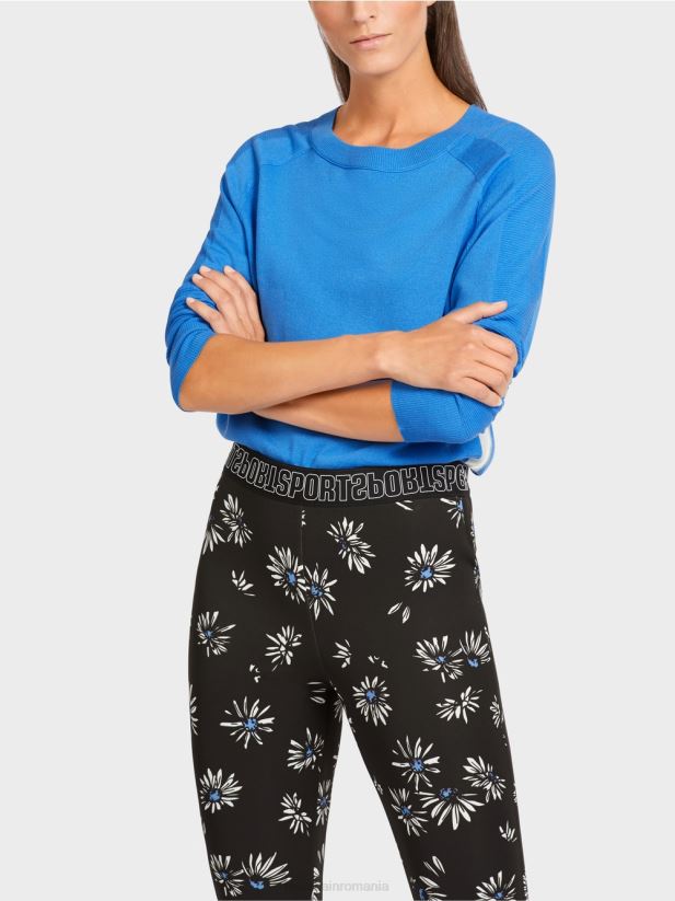 pulover într-un amestec de materiale luxos Marc Cain azur îmbrăcăminte 4826HH1185