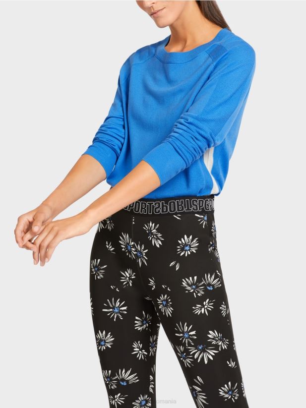 pulover într-un amestec de materiale luxos Marc Cain azur îmbrăcăminte 4826HH1185