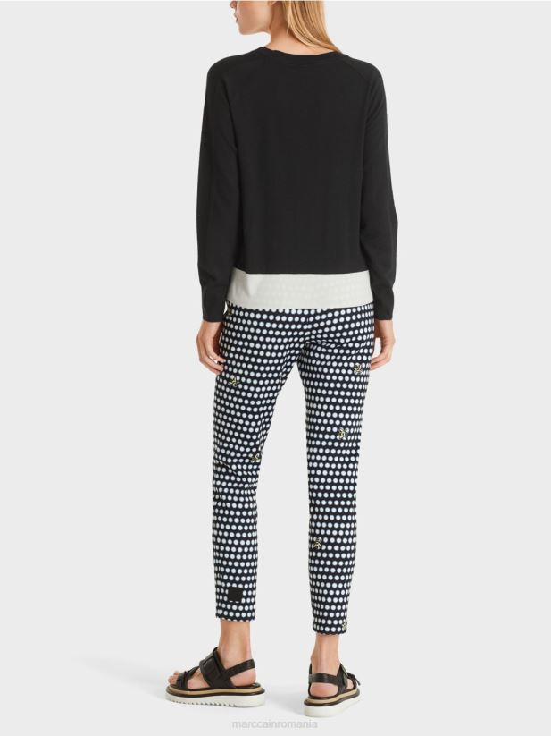 pulover într-un amestec de materiale luxos Marc Cain negru îmbrăcăminte 4826HH1191