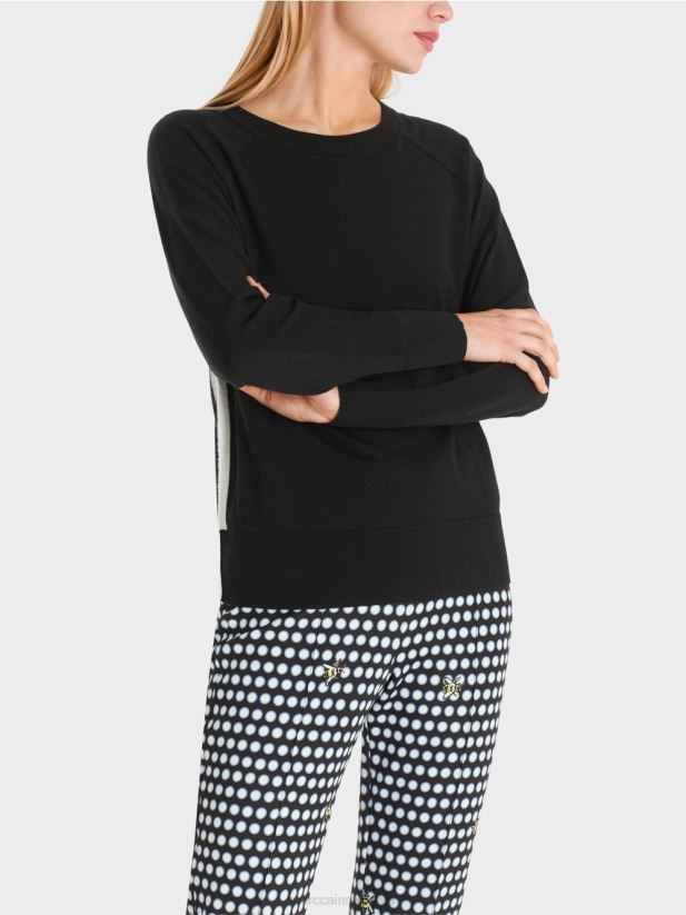 pulover într-un amestec de materiale luxos Marc Cain negru îmbrăcăminte 4826HH1191
