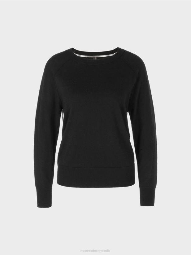 pulover într-un amestec de materiale luxos Marc Cain negru îmbrăcăminte 4826HH1191
