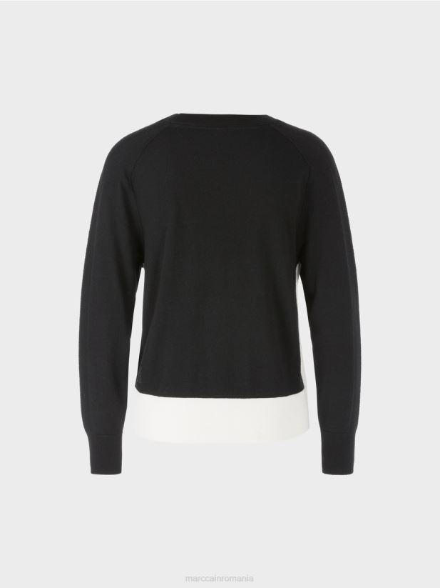 pulover într-un amestec de materiale luxos Marc Cain negru îmbrăcăminte 4826HH1191