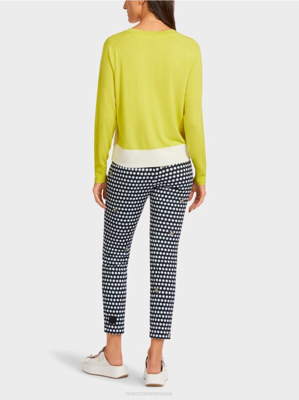 pulover într-un amestec de materiale luxos Marc Cain sulf verde îmbrăcăminte 4826HH1188