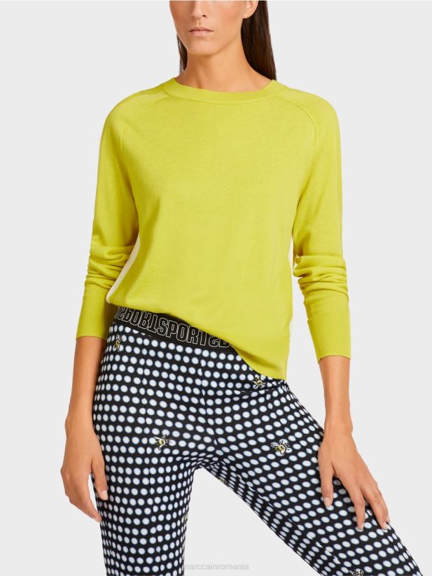 pulover într-un amestec de materiale luxos Marc Cain sulf verde îmbrăcăminte 4826HH1188