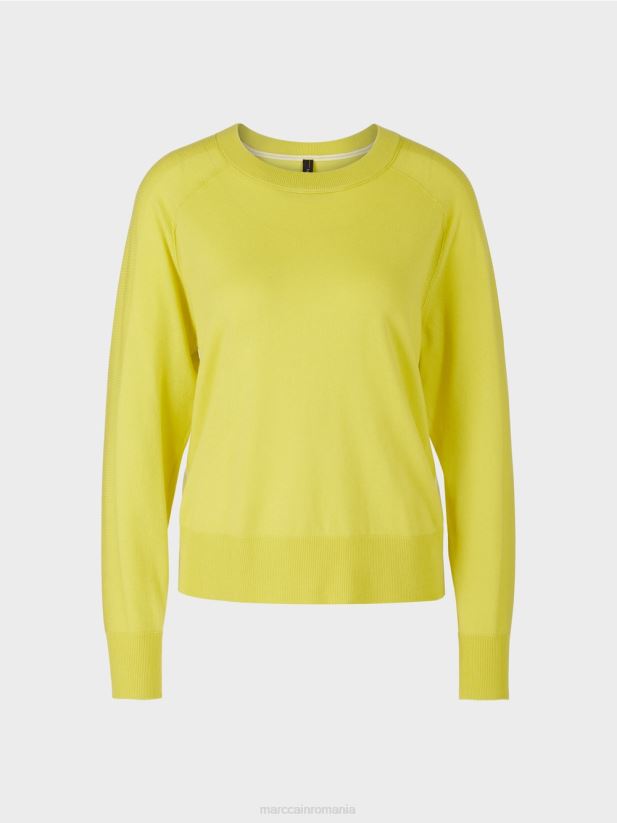 pulover într-un amestec de materiale luxos Marc Cain sulf verde îmbrăcăminte 4826HH1188