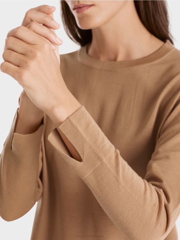 pulover „regândiți împreună”. Marc Cain caramel strălucitor îmbrăcăminte 4826HH1092