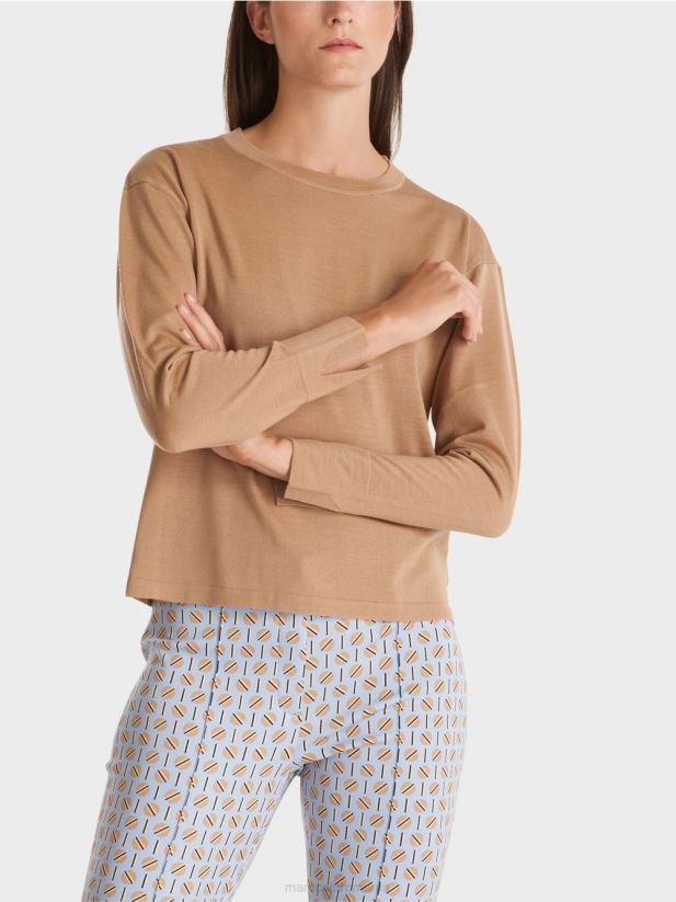 pulover „regândiți împreună”. Marc Cain caramel strălucitor îmbrăcăminte 4826HH1092