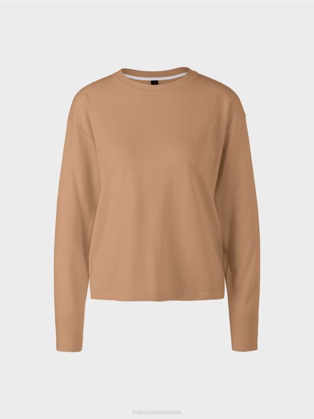 pulover „regândiți împreună”. Marc Cain caramel strălucitor îmbrăcăminte 4826HH1092