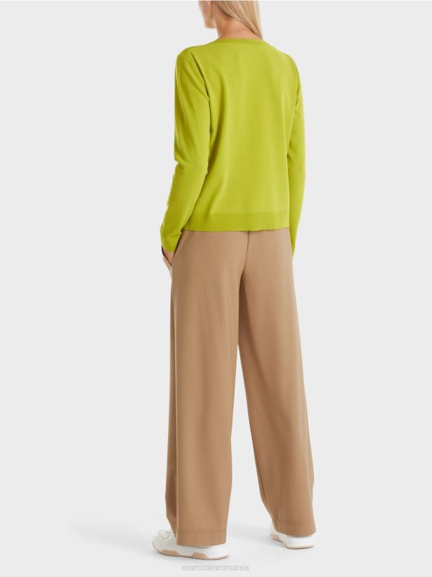 pulover „regândiți împreună”. Marc Cain verde măsliniu strălucitor îmbrăcăminte 4826HH1042