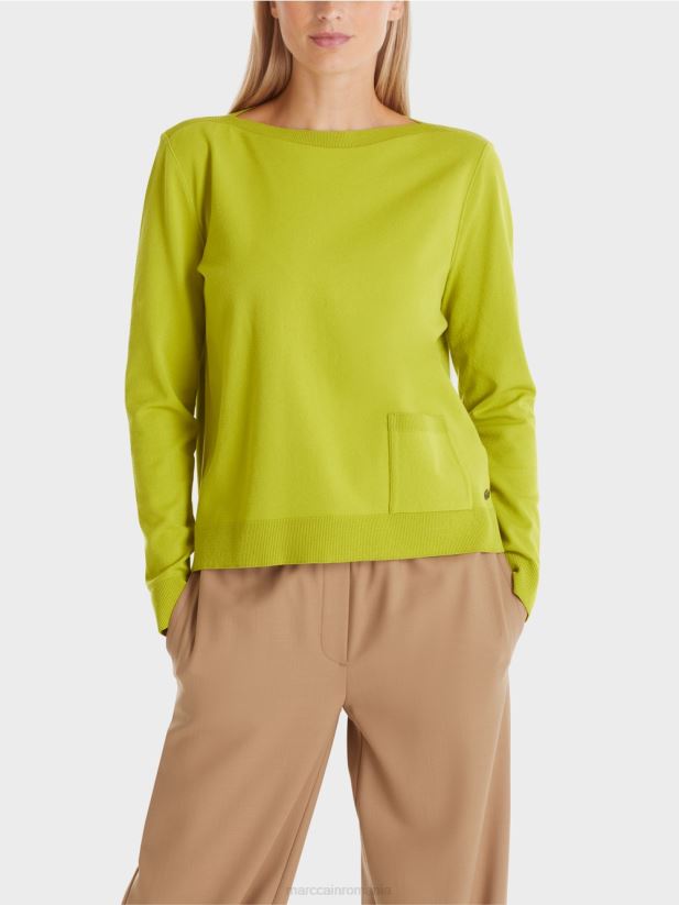 pulover „regândiți împreună”. Marc Cain verde măsliniu strălucitor îmbrăcăminte 4826HH1042
