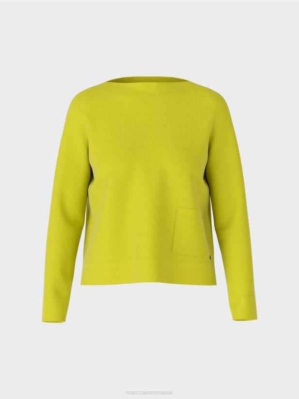 pulover „regândiți împreună”. Marc Cain verde măsliniu strălucitor îmbrăcăminte 4826HH1042