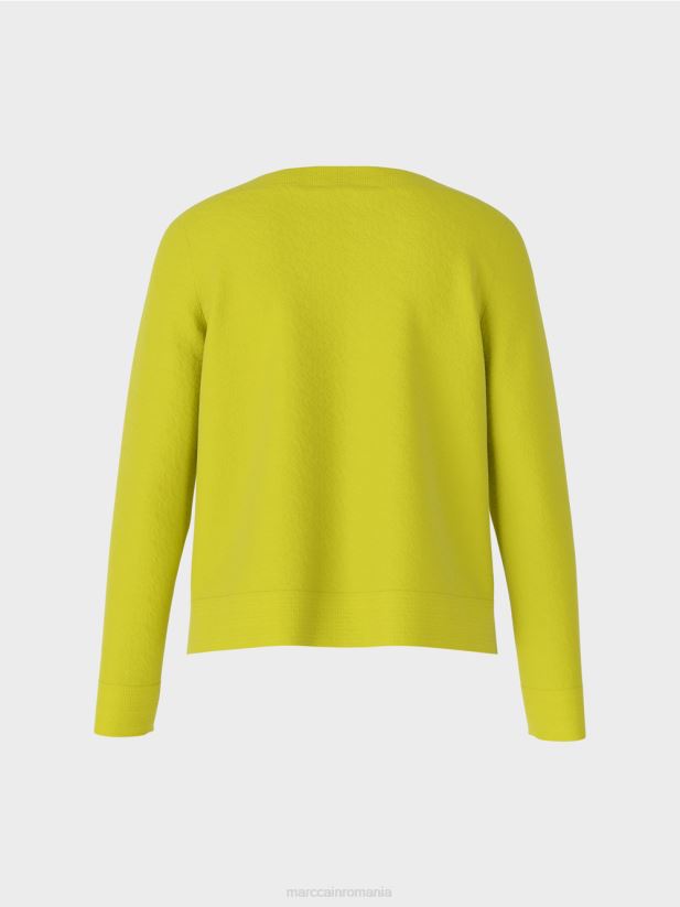 pulover „regândiți împreună”. Marc Cain verde măsliniu strălucitor îmbrăcăminte 4826HH1042