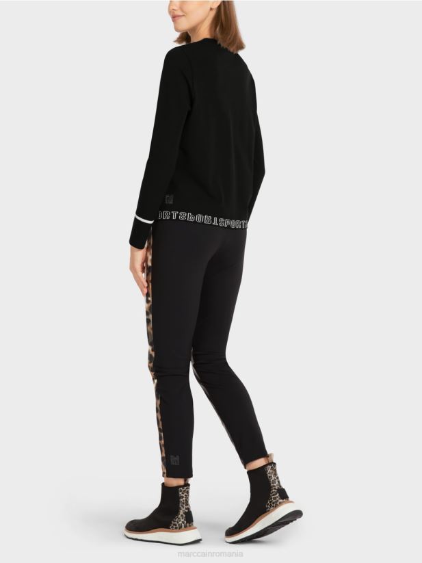 pulover \"rethink together\" cu fanta Marc Cain alb-negru îmbrăcăminte 4826HH1182