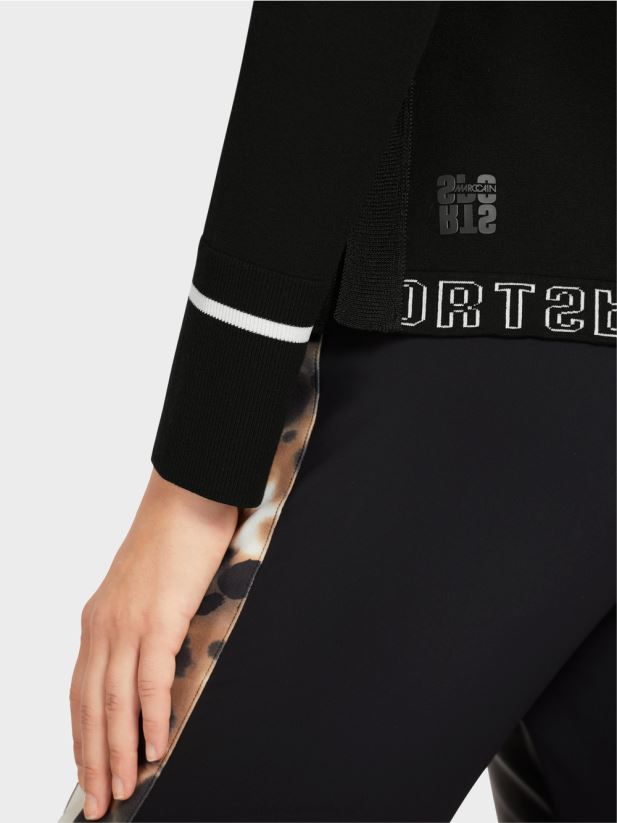 pulover \"rethink together\" cu fanta Marc Cain alb-negru îmbrăcăminte 4826HH1182